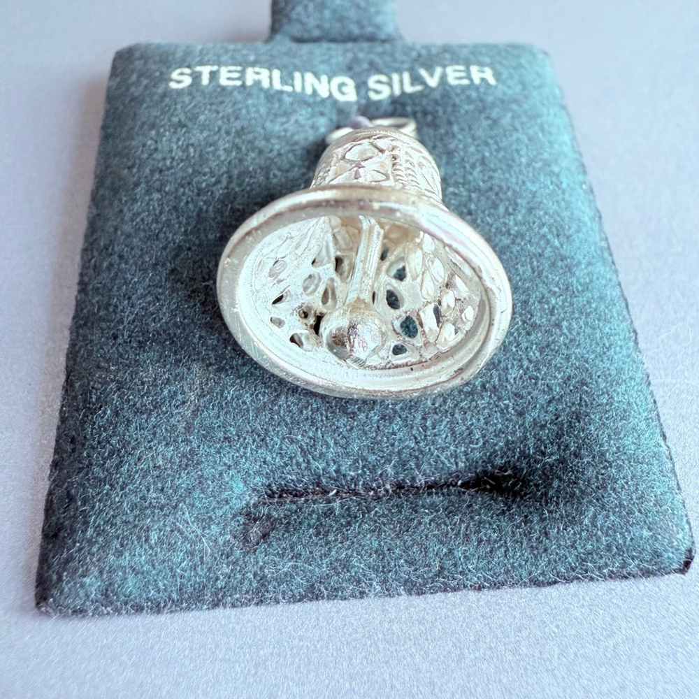 Sterling Silver 925 Bell Charm w/ Clapper Pendant VTG - Picture 2 of 5